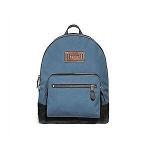 Coach West‎ Cordura Leather Backpack Laptop Bag F27609 Blue With Black Leather